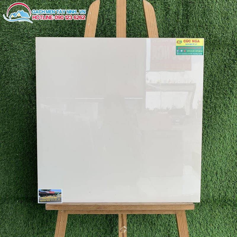 Mẫu gạch bóng kiếng 60x60 mikado kem trơn cao cấp